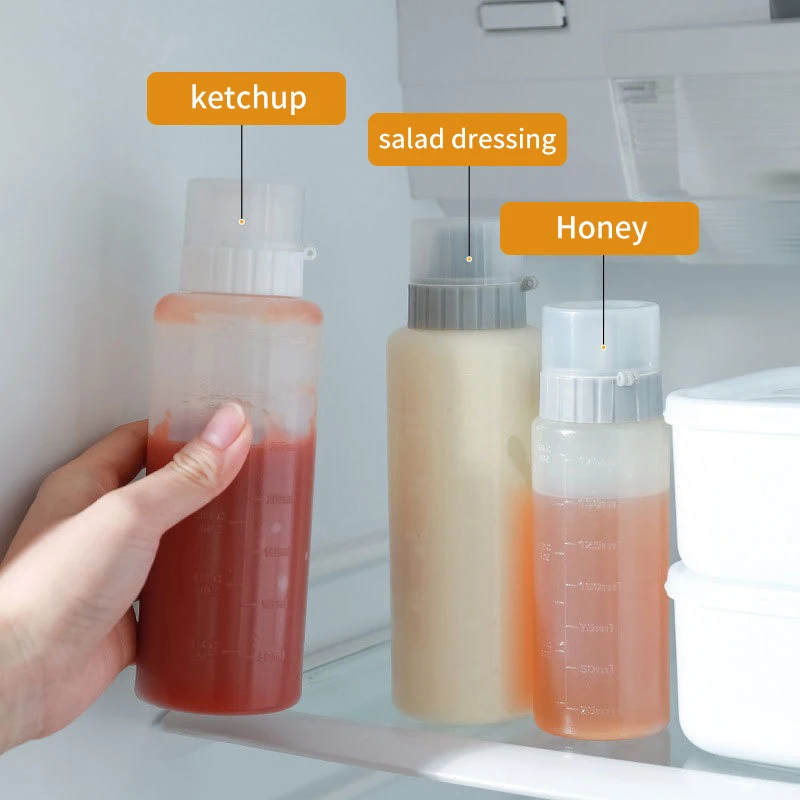 Condiment Squeeze Bottles 350/175ml 5 Hole Ketchup Mustard Bottle Transparent Honey Dispenser Sauces Storage Container Kitchen