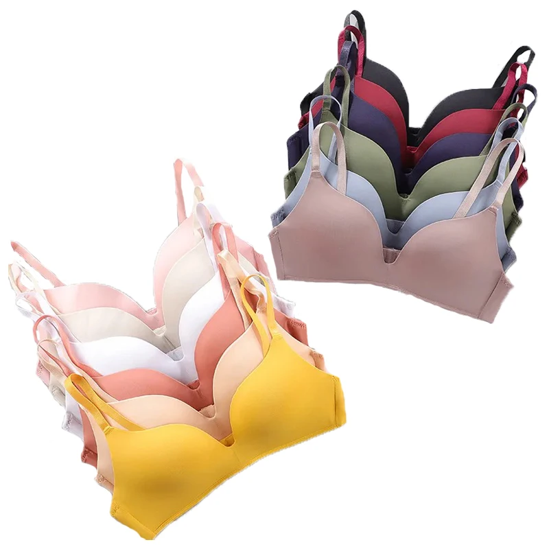 Simple Seamless Underwear Sexy Gathered Bras Soft Breathable Bras Solid Color Underwear Girls Women Underwear Accessories 6