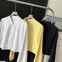 2025 Summer New Women's Solid Color Stand Up Collar Comfortable, Breathable, Sports and Leisure Zipper Long Sleeve Jacket