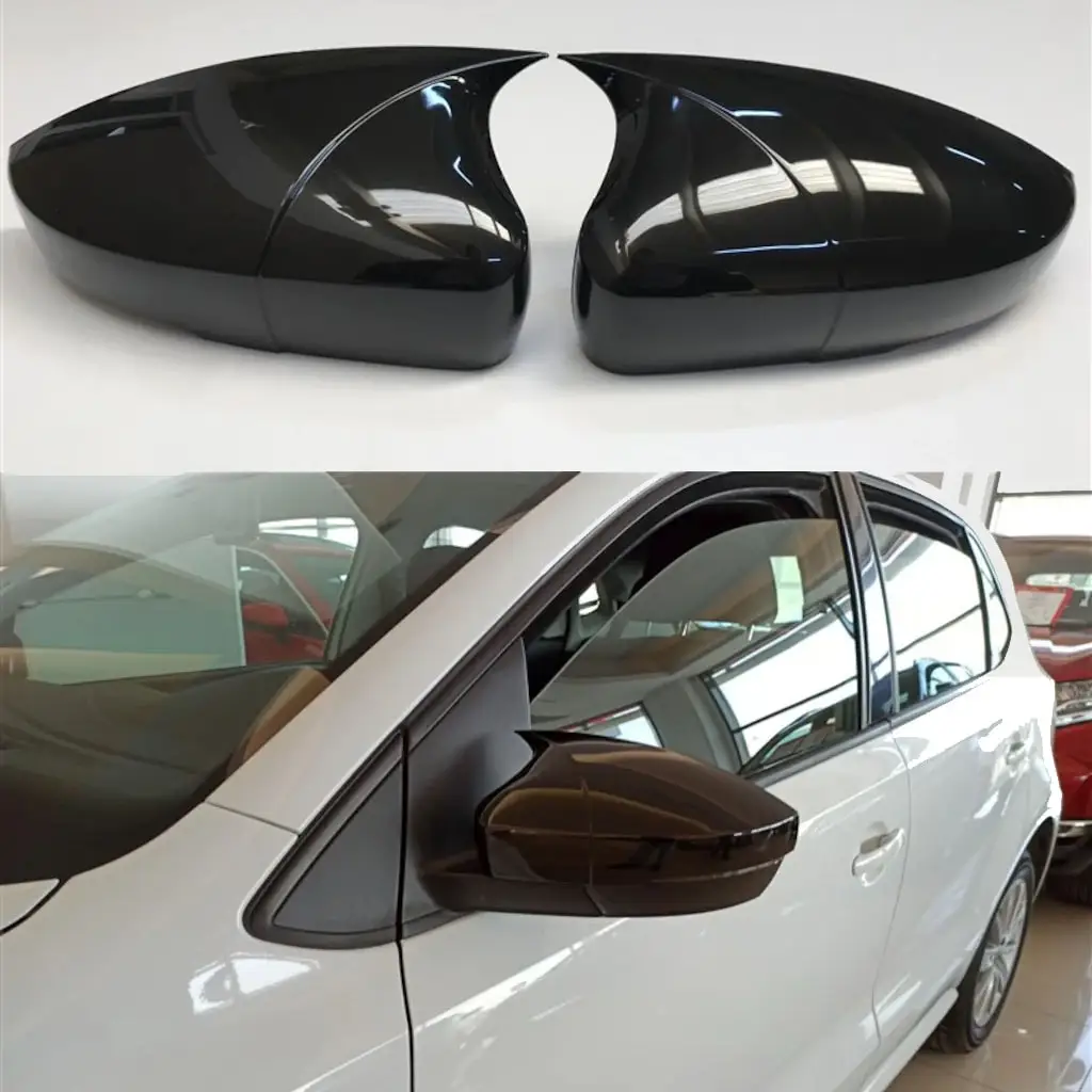 

For Volkswagen Polo 6R 6C 2009-2017 2 Pieces High Quality ABS Plastic Bat Style Mirror Covers RearView Mirror Cover Piano Black