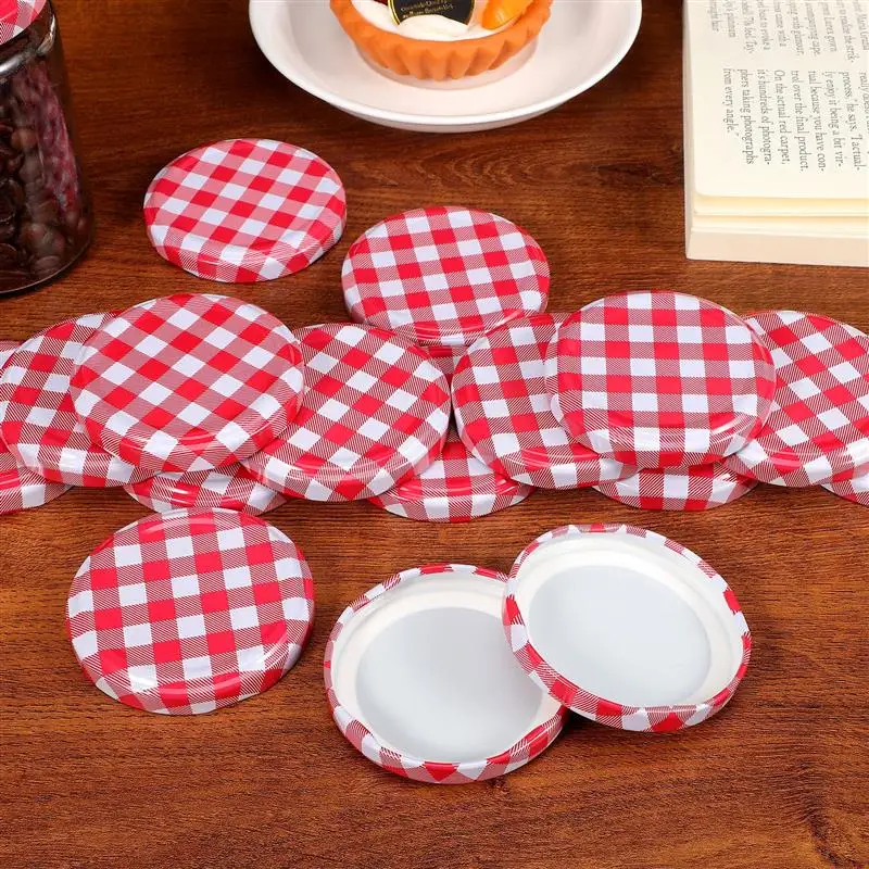 40Pcs Jam Jars Lids Screw Lids Twist Off Storage Cap For Canning Jars Wide Mouth Screw Twist Off Glass Round 6.5/7.2cm
