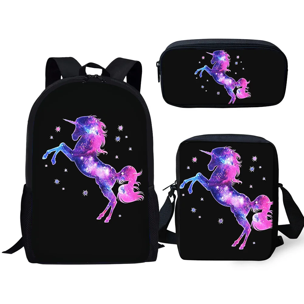 

Fantasy Rainbow Unicorn 3pcs/Set Backpack Cartoon Print School Bag Student Bookbag Travel Laptop Daypack Lunch Bag Pencil Case