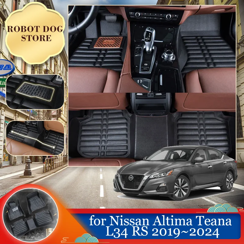 

Car Leather Floor Mat for Nissan Altima Teana L34 RS 2019~2024 2020 Foot Interior Liner Waterproof Carpet Pad Custom Accessories