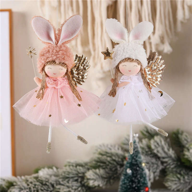 Lot De 4 Pendentifs Anges En Peluche Pour Sapin De Noël - Décorations Douces Et Traditionnelles - 3