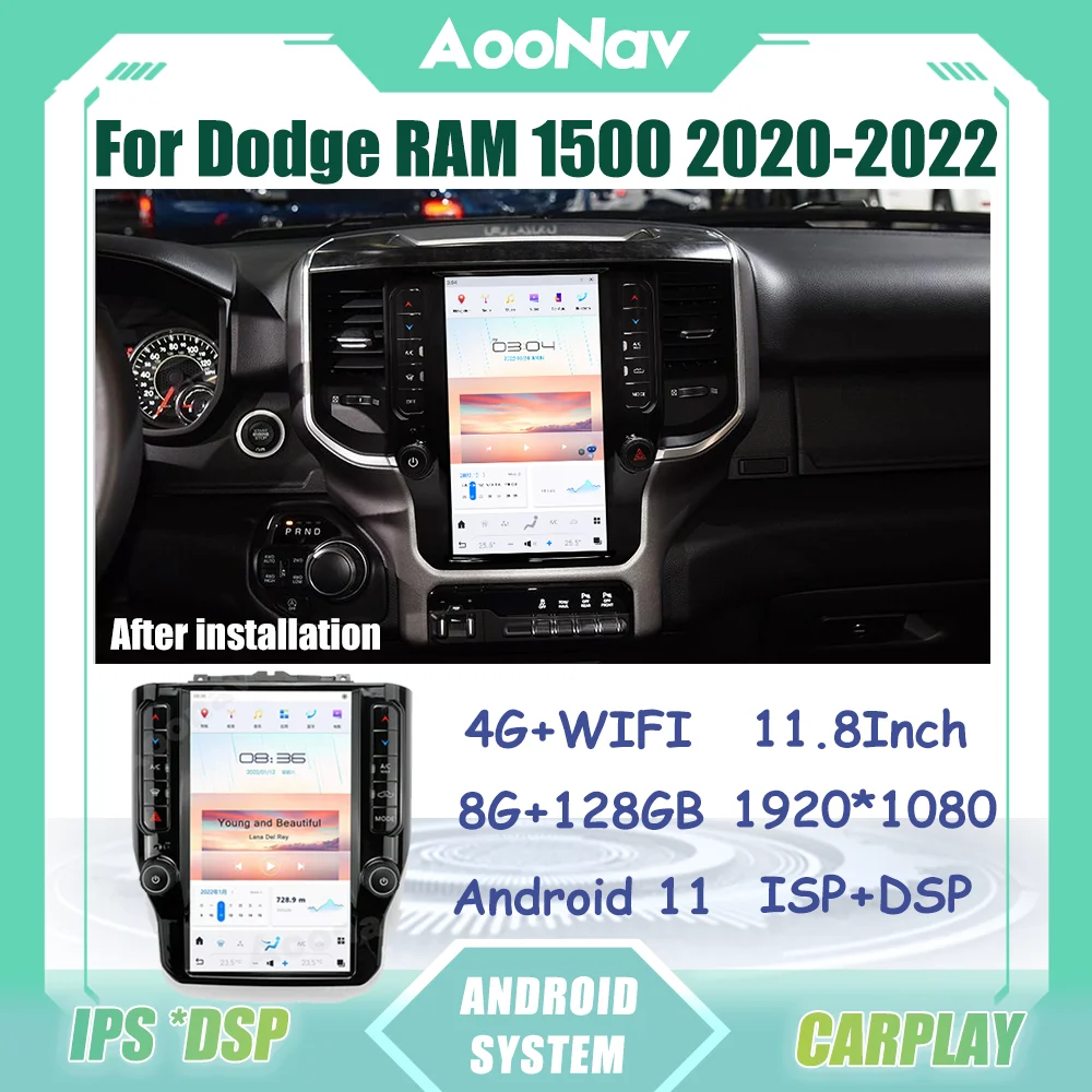 

11.8 Inch Car Stereo Radio For Dodge RAM 1500 2020-2022 Android 11 GPS Navigation Multimedia Player Wireless Carplay Head Unit