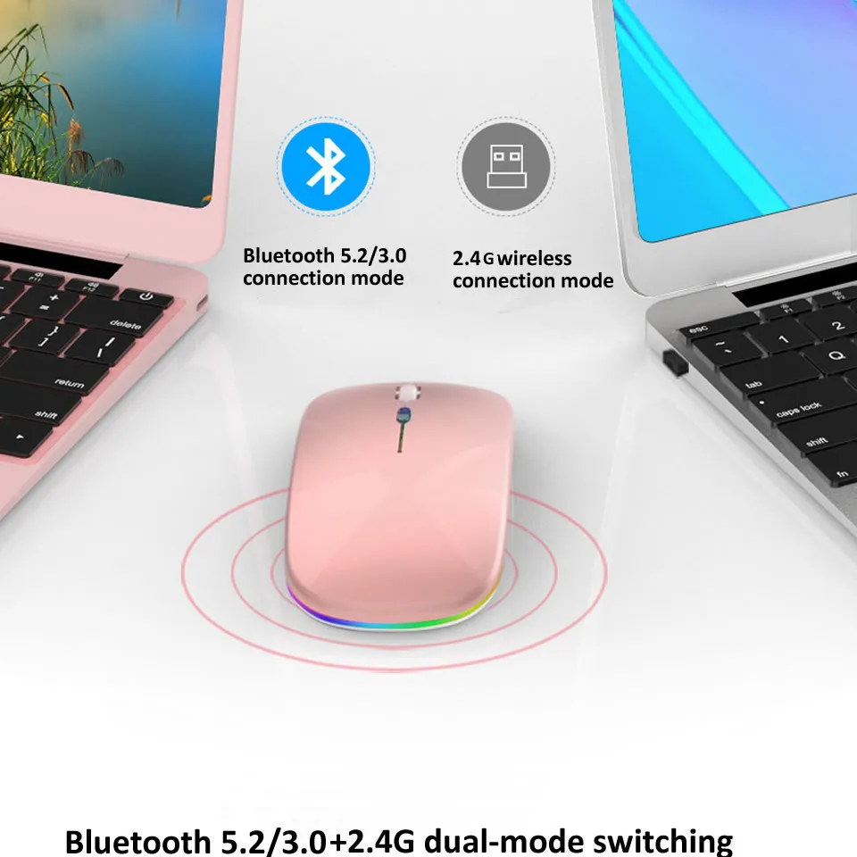 Wireless LED Backlit USB Rechargeable Bluetooth-compatible RGB Silent Gaming Mouse For Ipad Laptop PC Mause Gamer wireless mouse gaming mouse wireless gaming mouse wireless optical mouse