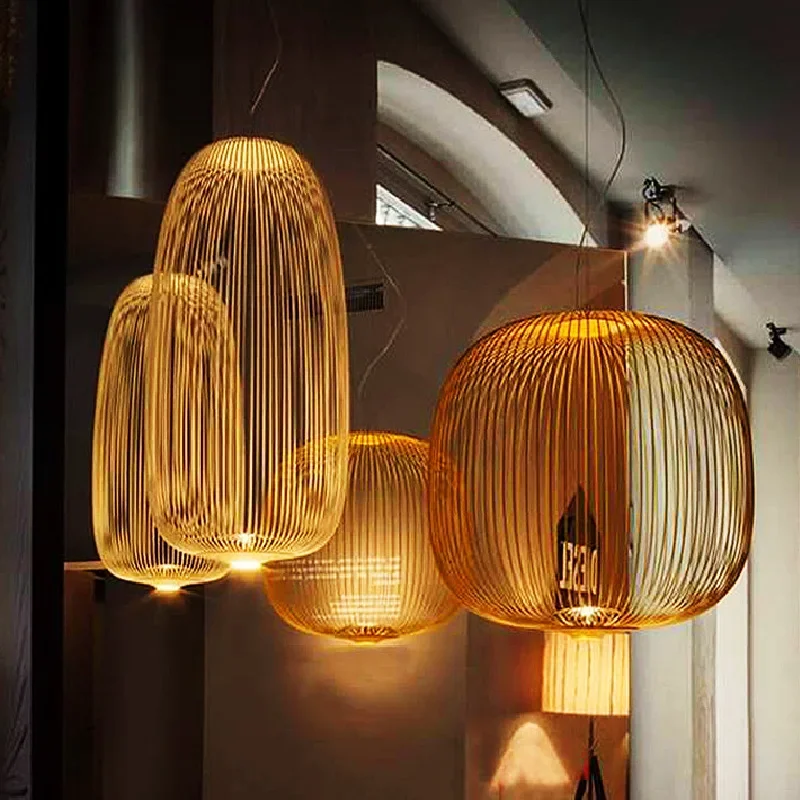 

Nordic Home Decor Metal Birdcage Chandelier Simple Iron Art Hollow LED Pendant Lamp for Dining Living Room Cafe Lighting Fixture