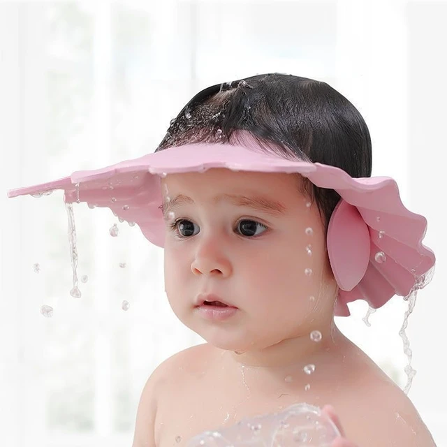 Gorro de baño de silicona para bebé, protección suave, impermeable,  ajustable, gorro de ducha infantil, lavado seguro de dibujos animados,  protector para el cabello para niña y niño - AliExpress