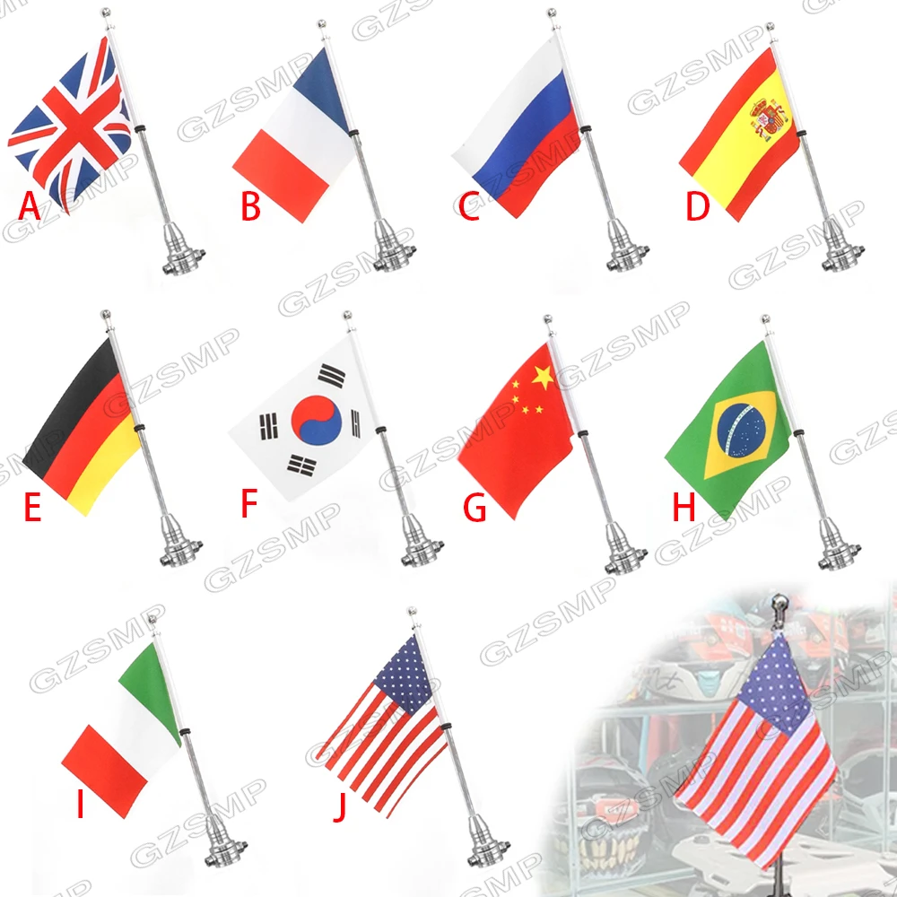 Misura Per Harley Sportster Xl883 Road King Glide Touring Flht Moto Flag Pole Mount Country Flag Portapacchi Flag Shelf