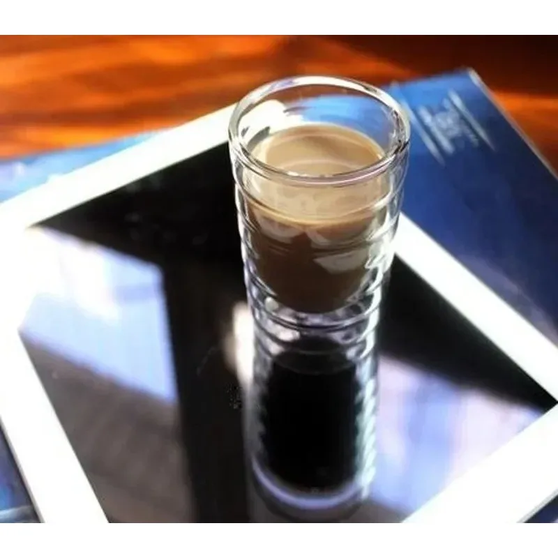 Compatible Heat-Resistant Coffee Mug - Double Wall Insulated Glass Cup for Hot/Cold Beverages, Transparent Handcrafted Drinkware