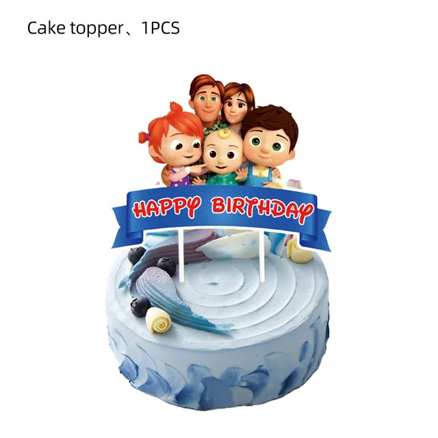 Cartoon JJ Melon Birthday Party Set - Disposable Tableware Decorations Balloons Cake Topper