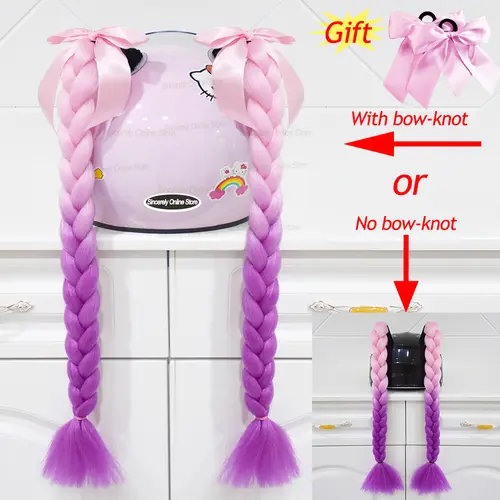 2pcs Quality Braids For Motorcycle Helmet Ponytail Sucker Braids Wig For Woman Helmet Decor Ears Twist Accessories 164 Colors - Image 10