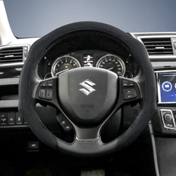 Premium Suede Snap - On Steering Wheel Cover - Non - Slip and Durable, Available in Various Colors (Black)