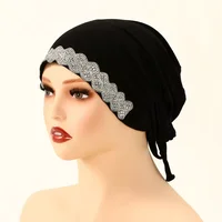 Rhinestone Jersey Underscarf Muslim Hijab Inner Hat Lace Up Turban Beanies Bonnet Ninja Cap Islam Wrap Headscarf Turbante Mujer