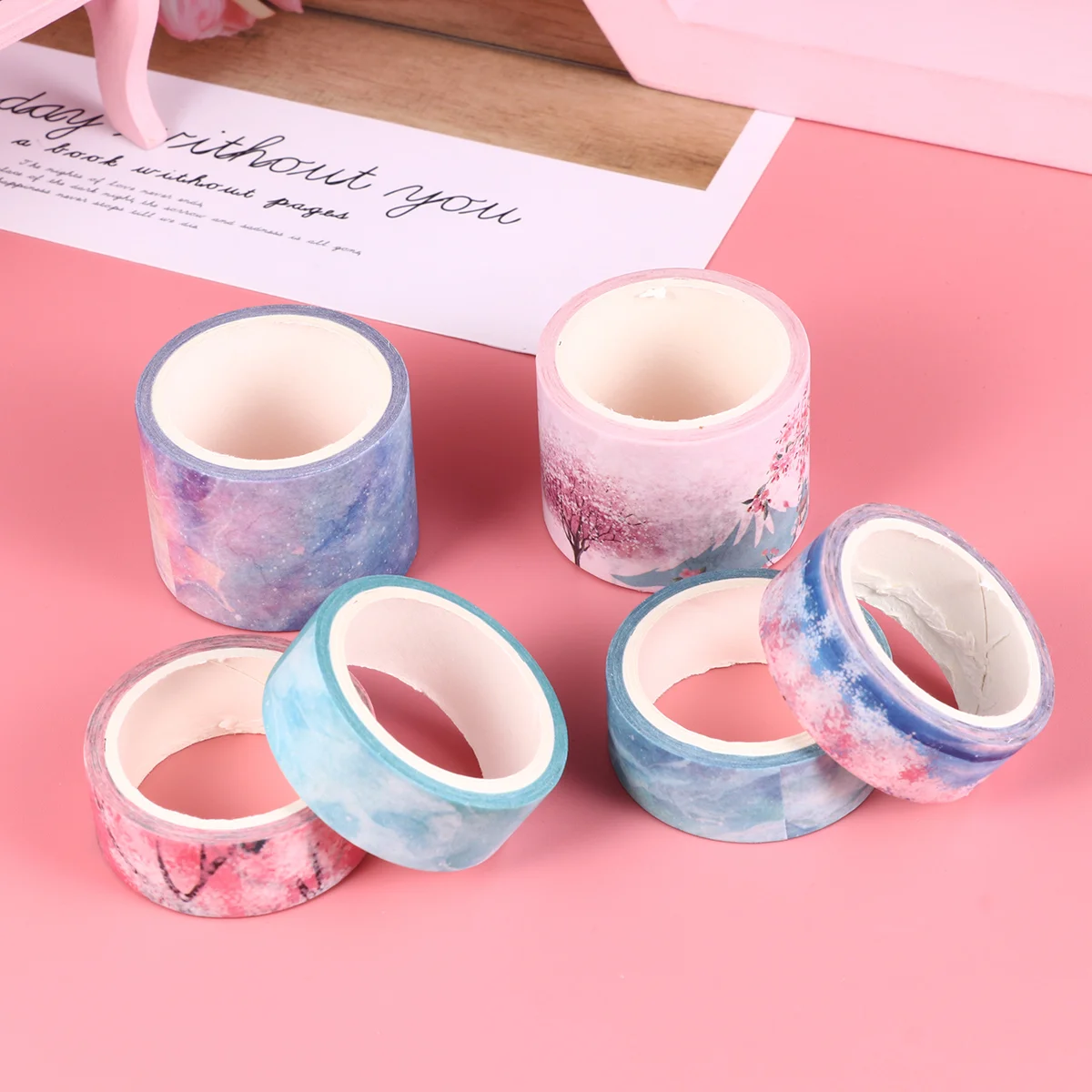 

6pcs Beautiful Photo Album Diary Paper Tapes DIY Craft Tape Scrapbook Tape Material (Random Style)