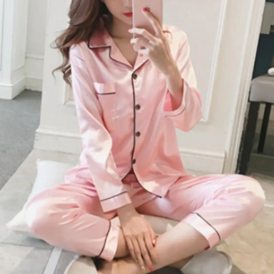 Haut Manches Courtes Pyjama Femme Pièces Loalirando Satin