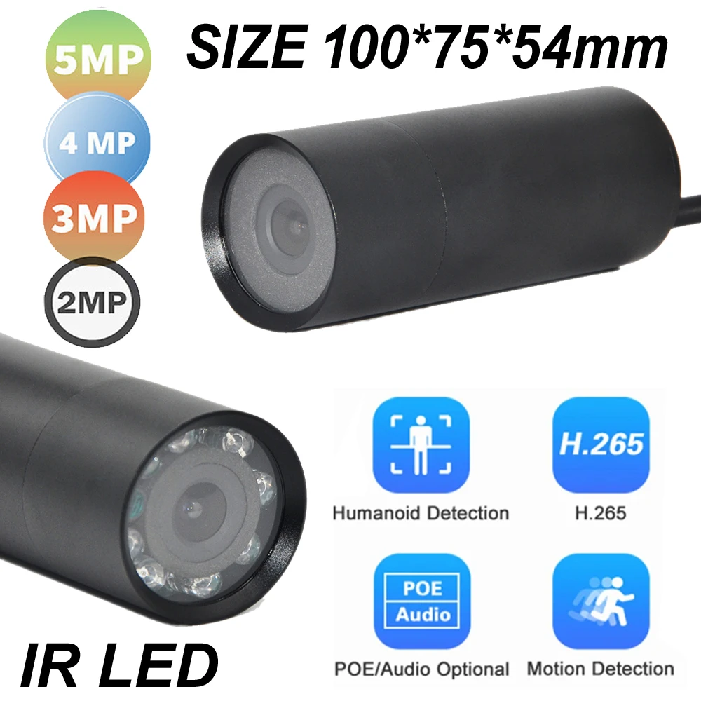 Ir Led 5Mp Poe Lux Poe Rete Di Sorveglianza Impermeabile Onvif P2P Web Micro Bullet Mini Telecamera Ip Uso Dell'Industria Mineraria Subacquea