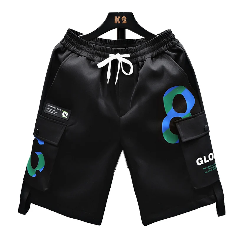 Casual 2024 Summer Shorts For Men's Fashion Printed Loose Knee-Length Pant Trouser Sport Outwear Elastic Waist Drawstring Jogger 5