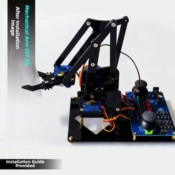 Kit di Costruzione Braccio Meccanico Nero DIY - Impara Saldatura, Elettronica di Base, Circuiti e Controllo, per Progetti Maker, Didattica STEM e Regalo Tecnologico