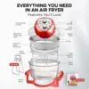 16Qt Large Air Fryer Oven Large Halogen Oven Cooker with 50+ Air Fryers Recipe Book for Quick + Easy Meals for Entire Family 6
