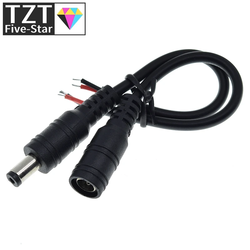 TZT 5,5 x 2,1 Stecker DC männlich oder weiblich Kabel Draht Stecker für 3528 5050 LED Streifen Licht für DIY
