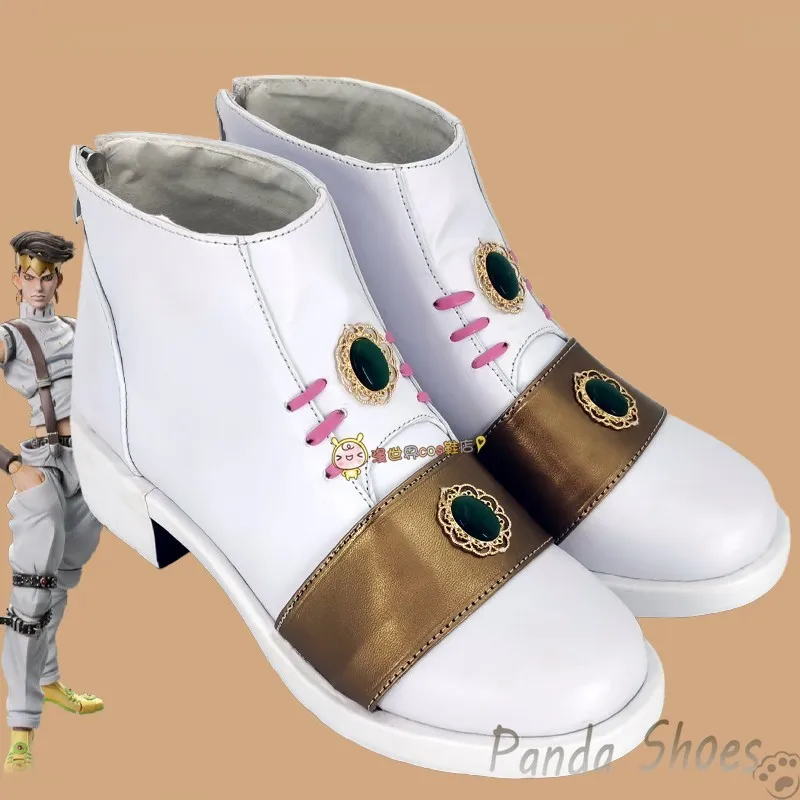 

JoJo's Bizarre Adventure Rohan Kishibe Cosplay Shoes Anime White Boots Rohan Cosplay Costume Prop Shoes for Halloween Party