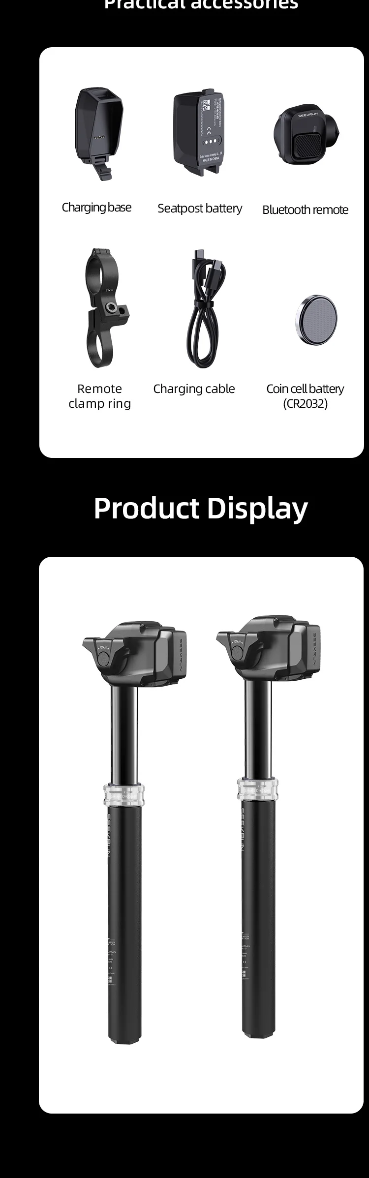 SEEKRUN S7 Kabelloses elektronisches Sattelstützenliftsystem für Mountainbikes, Offroad, XC, elektrische Steuerung, intelligent, IP67 wasserdicht – Detail 4