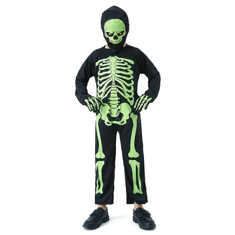 

Halloween Costumes for Kids Scary Skeleton Costumes for Kids Fancy Dress up Cosplay Party Bodysuit Role Play Jumpsuit