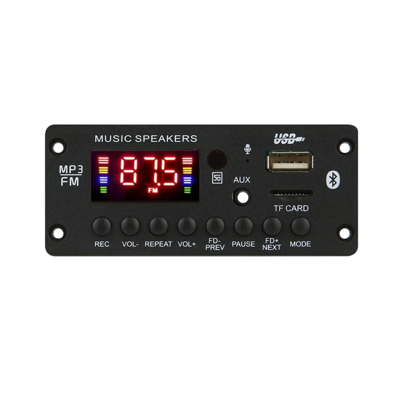 Y10A-50W Amplifier 12V MP3 Decoder Board Bluetooth 5.0 25W Car MP3 Player USB Recording Module FM AUX Radio For Speaker