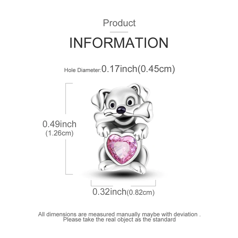 Original 925 Sterling Silber Zirkon Charms Perlen Hund Katze Liebesherz Perlen passend für Original Armband für Frauen DIY Schmuck Geschenk – Detail 5