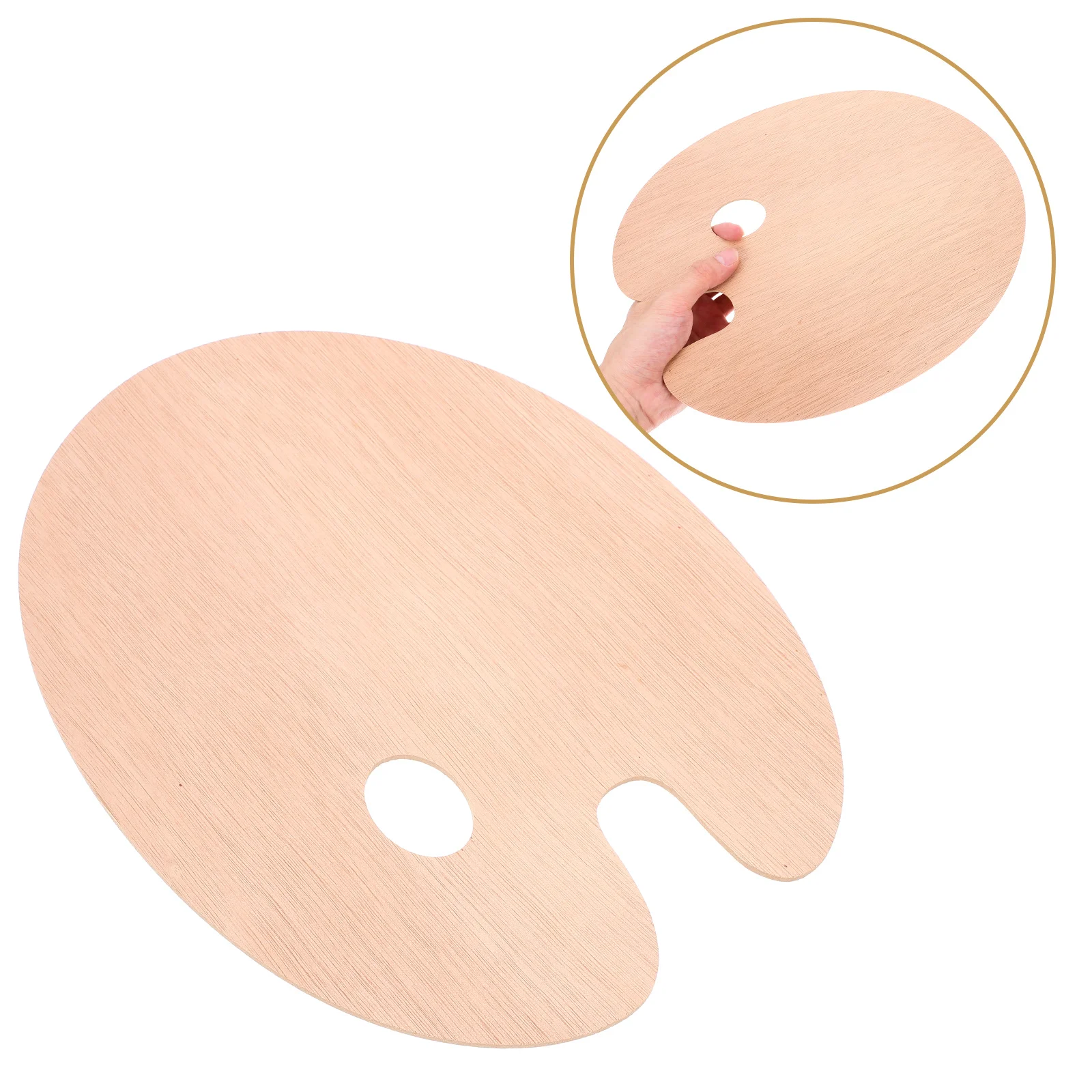Oval Wooden Palette With Thumb Hole Large Watercolor Paint Plate Gouache Painter Wood Pallet Supplies Painting Tool