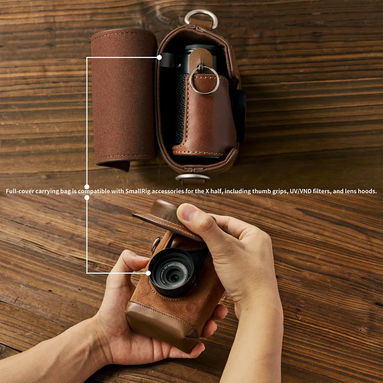 SmallRig Leather Camera Case Kit for FUJIFILM X half with Full-Cover Carrying Ba