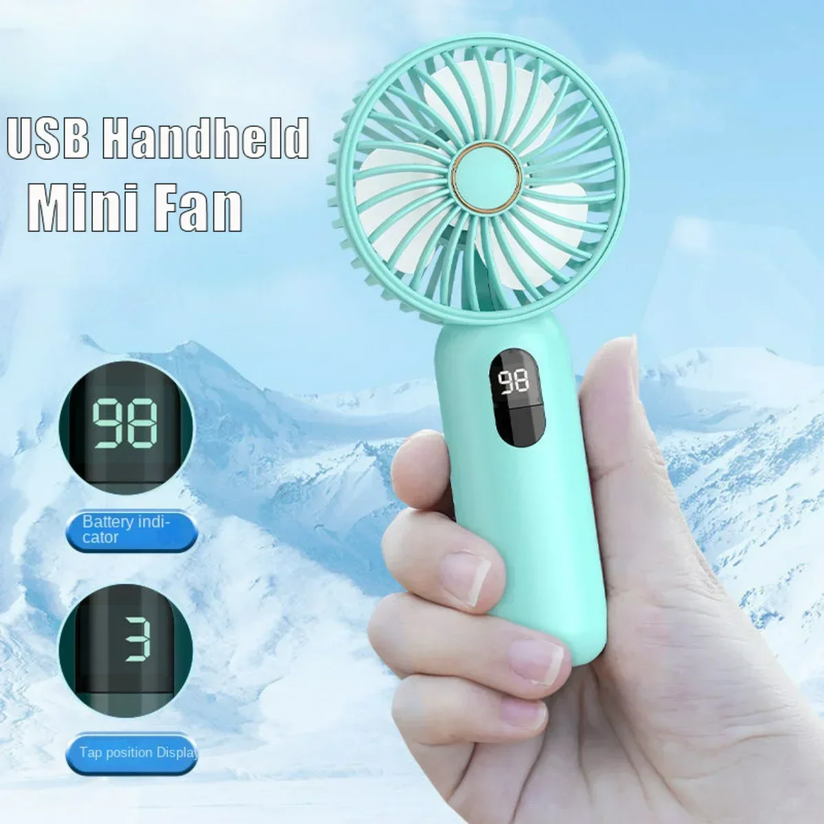 

USB 1200 Mah Handheld Cute Small Electric FanPortable Student Cooling Device Pocket Outdoor Hand fanDigital Display Mini Fan