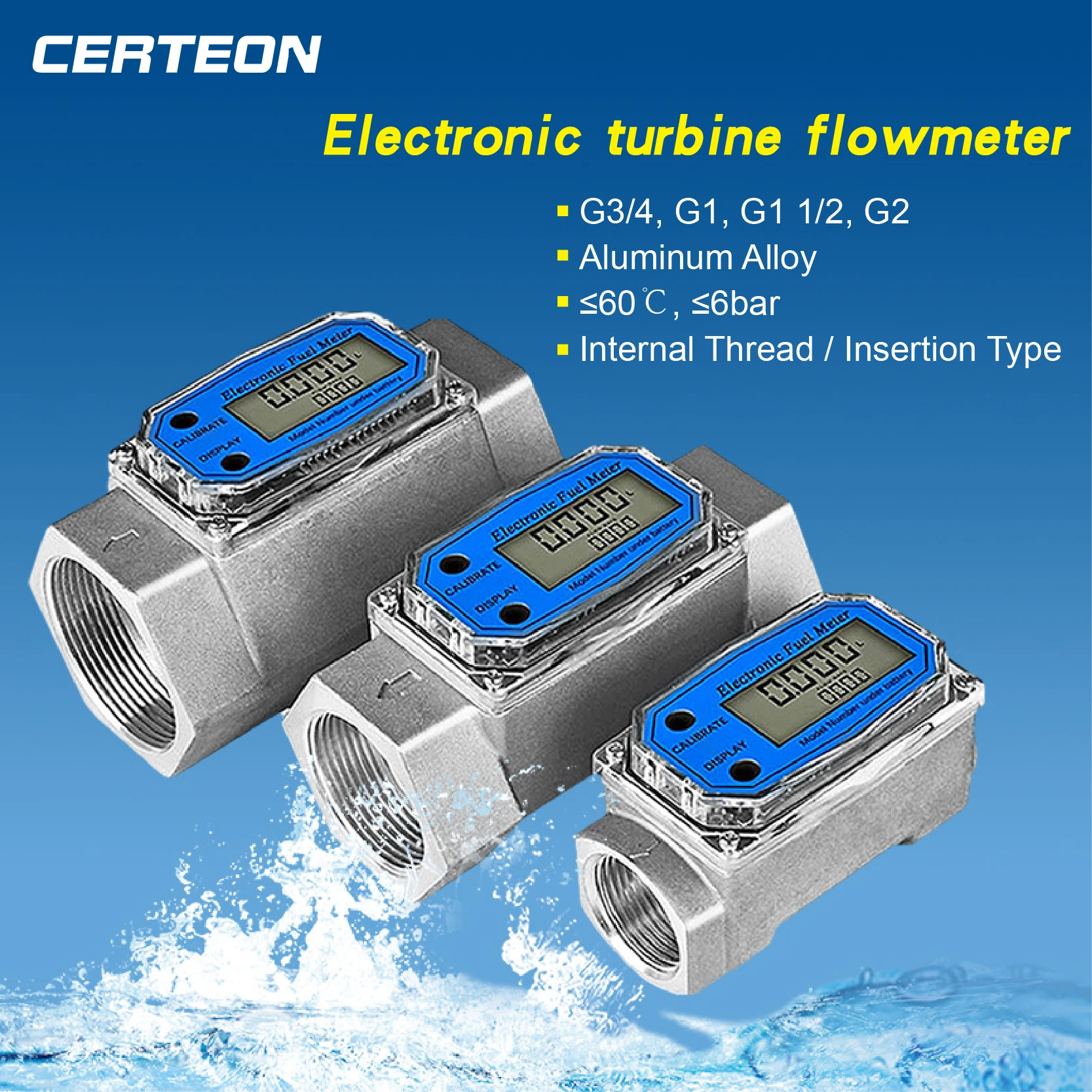 Débitmètre À Turbine En Alliage D'Aluminium Débitmètre Électronique Haute Précision Détecteur De Débit De Liquide Numérique Débitmètre Turbine Industriel Portable En Aluminium