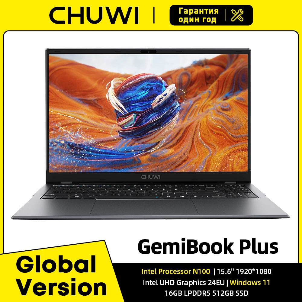 CHUWI GemiBook Plus Laptop Intel N100 Graphics for 12th Gen 15.6" 1920*1080P 8GB RAM 256GB SSD With Cooling Fan Windows 11