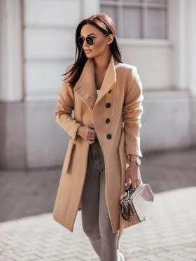 parka jacket Casual Wool Coat Women's 2021 Autumn Winter Fashion New Turn-down Collar Long Sleeve Button Jacket Office Lady Coats With Belt long black puffer Coats & Jackets