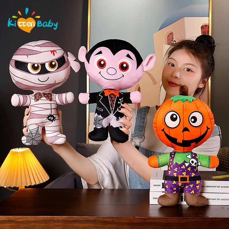 

30CM Creative Halloween Decor Dolls Funny Pumpkin Zombies Skeleton Vampire Bat Monster Peluche Toys Kids Xmas Tricky Game Gift