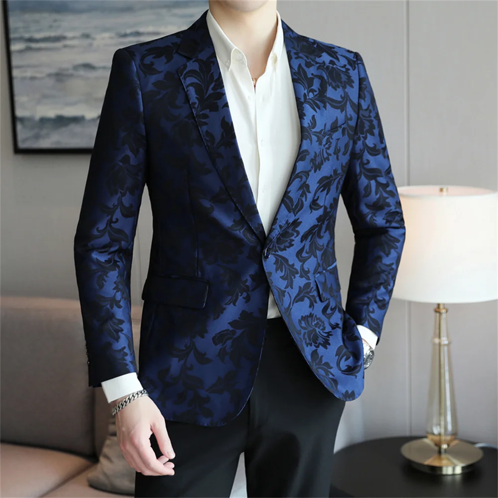 Elegant Jacket Blazer Male Suit 2023 New in Jacquard Striped Plaid Solid Color Formal Groom Wedding Dress Male Suits Coat Jacket