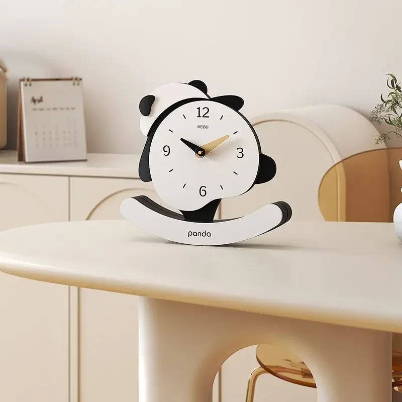 

Cream Style Panda Mute Desk Clock Chubby Clock Living Room Decoration 2023 New Creative Clocks