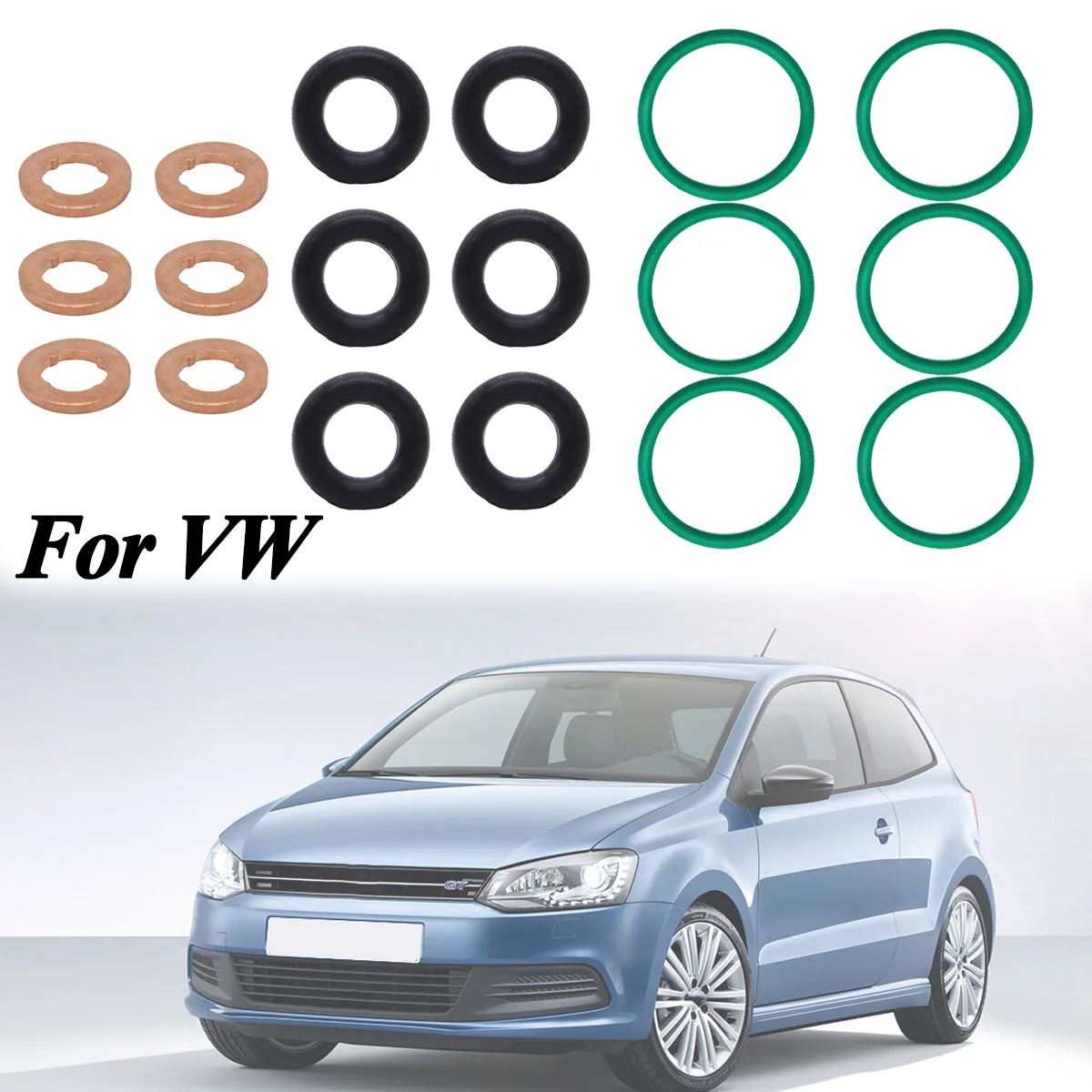6 Pz Iniettore Di Carburante Ugello Guarnizione In Rame O-Ring Seal Kit 059130119 059130519 Per Vw Caddy V 2020-2021 Golf Jetta Passat Touran