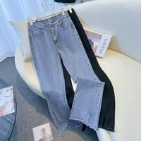 Plus Size Spring Autumn Women's Jeans Pants Hip 114-160 High Waist Casual Loose Flare Jeans Black Blue 5XL 6XL 7XL 8XL 9XL