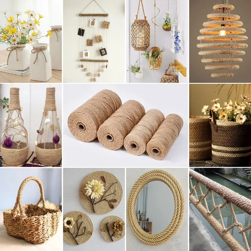 Natural Jute Rope 1.5mm Vintage Handmade DIY Macrame Crochet String Forest Series Wrapping Decorative Gift Packaging Binding jute rope