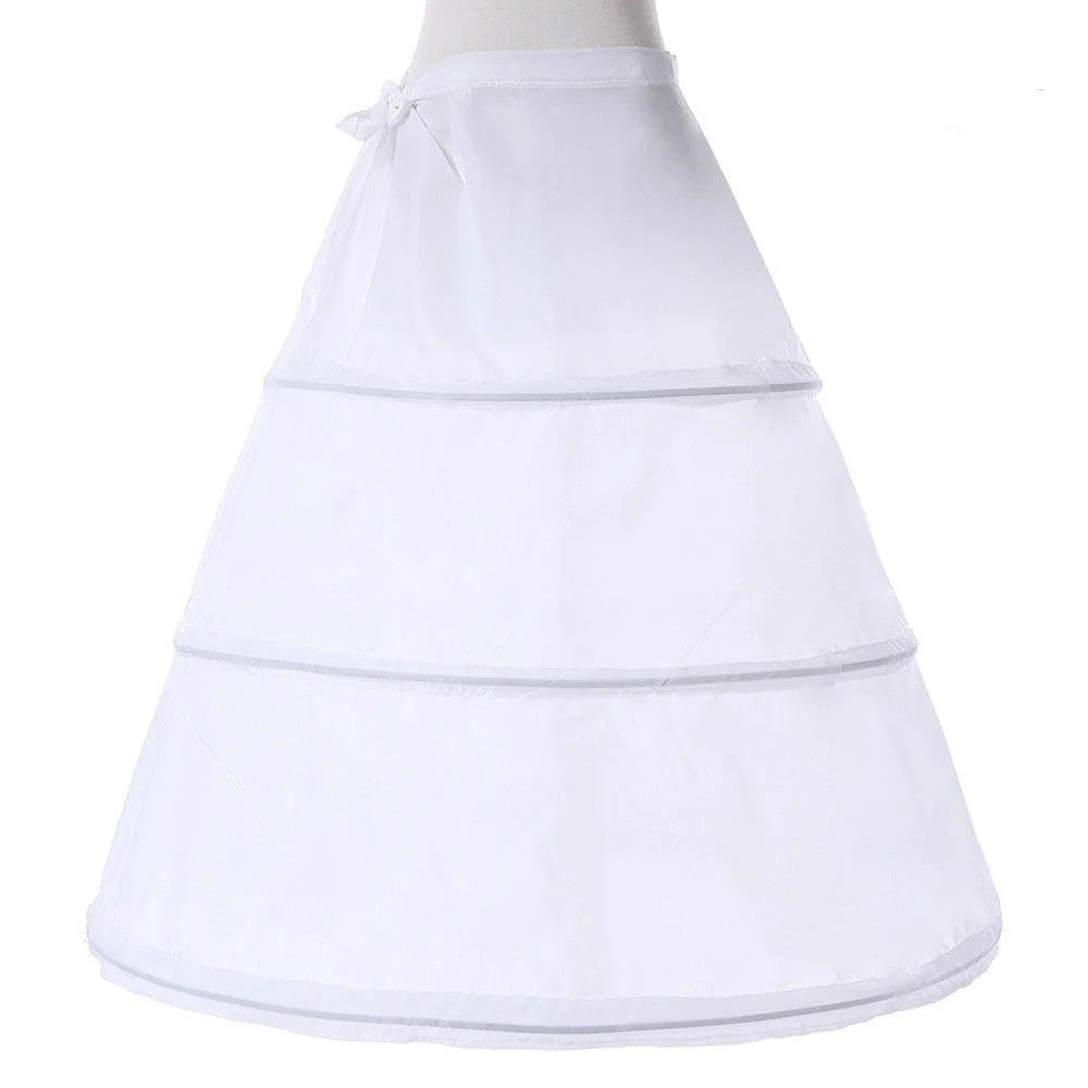 3-Hoop A-Line White Long Dress Wedding Gown Crinoline Petticoat Underskirt Slips