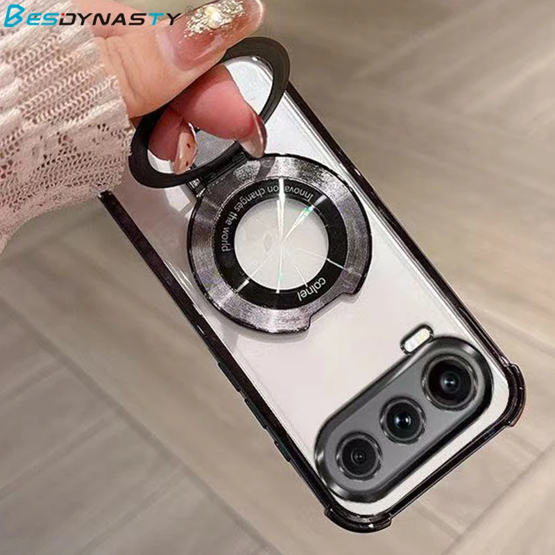 Shockproof Transparent Magnetic Stand Holder Case with Camera Protection