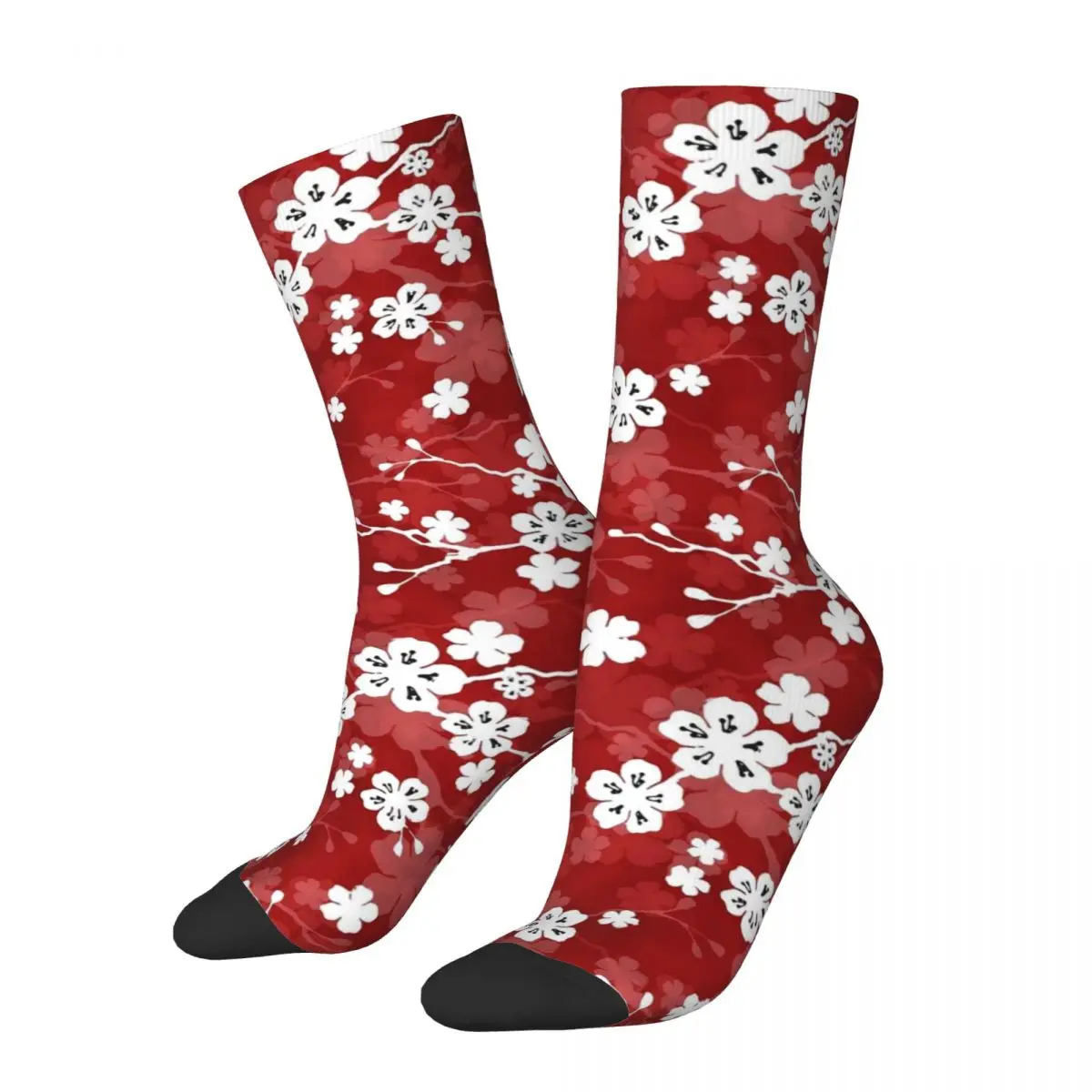 

Носки унисекс в виде цветка вишни, удобные Элегантные Осенние Нескользящие дизайнерские, для бега, красные и белые, подарок