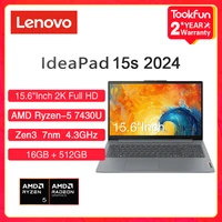 Lenovo Laptop IdeaPad 15s 2024 RAM 16GB SSD 512GB 15.6"Inch FHD 2K AMD Ryzen R5 7430U 4.3GHz 47Wh Notebook Ultrabook Computer PC 1