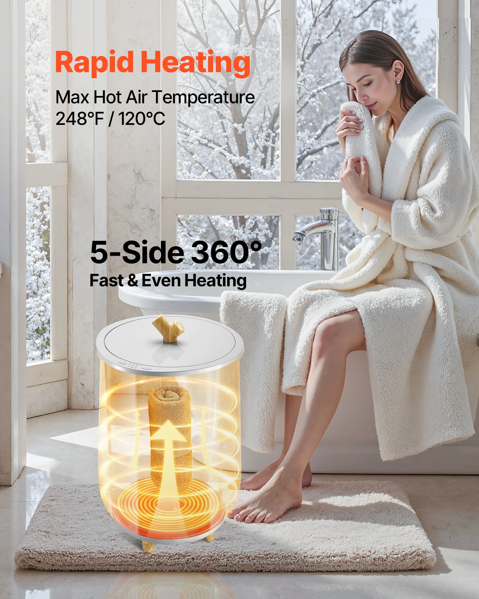 Electric Heated Towel Warmer Bucket with LED Light