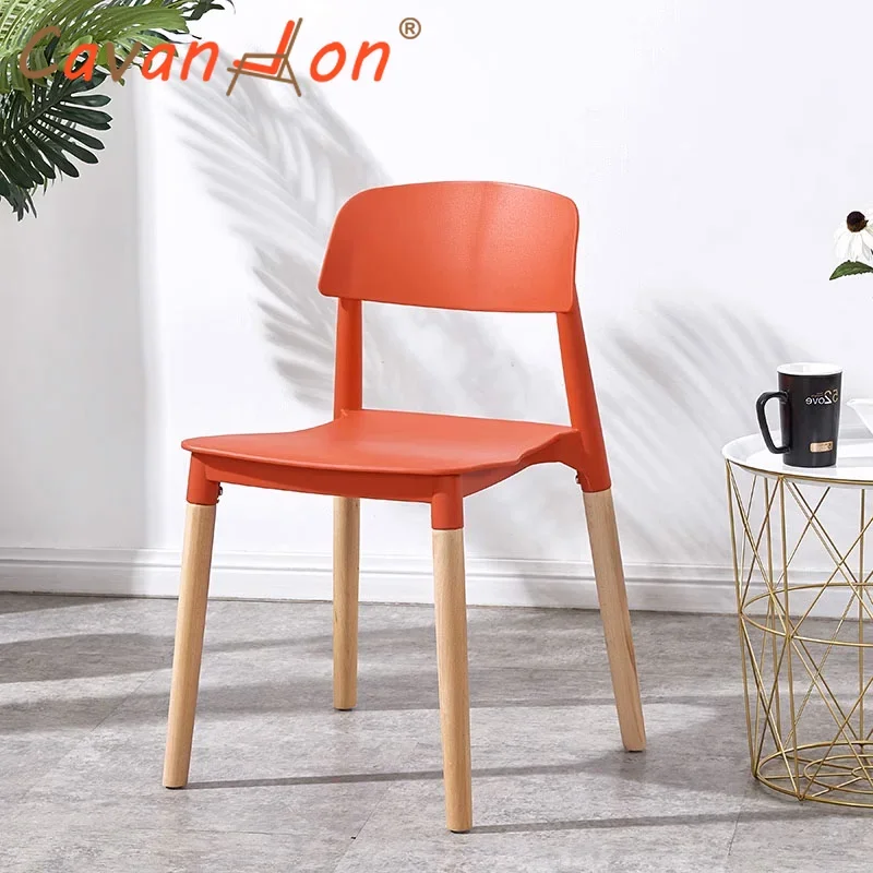 Modern Salon Wooden Dining Chair Nordic Plastic Dining Room Chair Cafe Conference Minimalist Sillas Para Comedor Furniture
