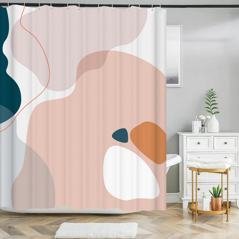 

Nordic Shower Curtain Waterproof Polyester Modern Boho Flower Abstract Pattern Home Decor Tropical Leaves Palm Bathroom Curtains