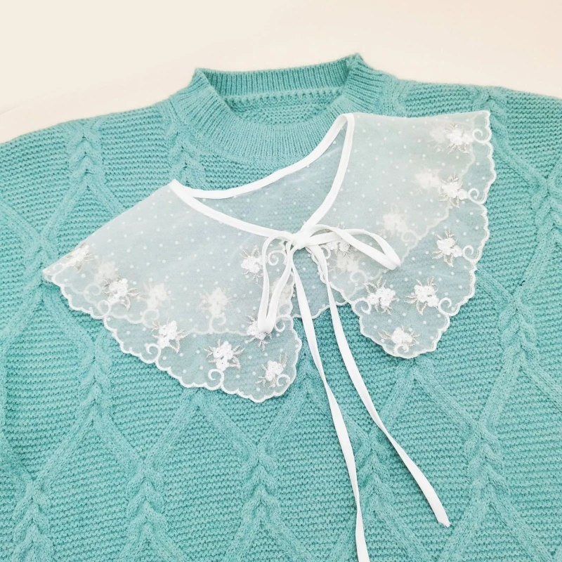 

White Shawl Fake Collar Female Shirt False Collars Ladies Detachable for Doll Half Shirt Lace Lapel Dropshipping